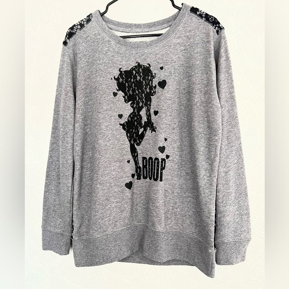 MODERN BETTY BOOP WOMENS SWEATSHIRT GRAY BLACK LACE SIZE XXL UNIVERSAL STUDIOS
